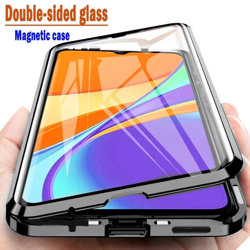 360 Full Protection Metal Magnetic Case For OPPO A74 A54 A72 A53 A93 A94 A15 Double Sided Glass Coque Reno 6 5 7 Pro Lite Funda