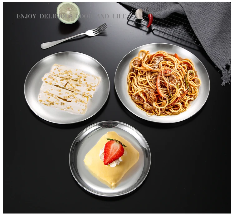 Круглая тарелка из нержавеющей стали 304 Западный ресторанный поднос для костей