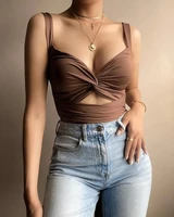 fashionable new v neck clothing y2k slim top 2022 new solid color sexy top ins kink elastic lace v neck backless small suspender
