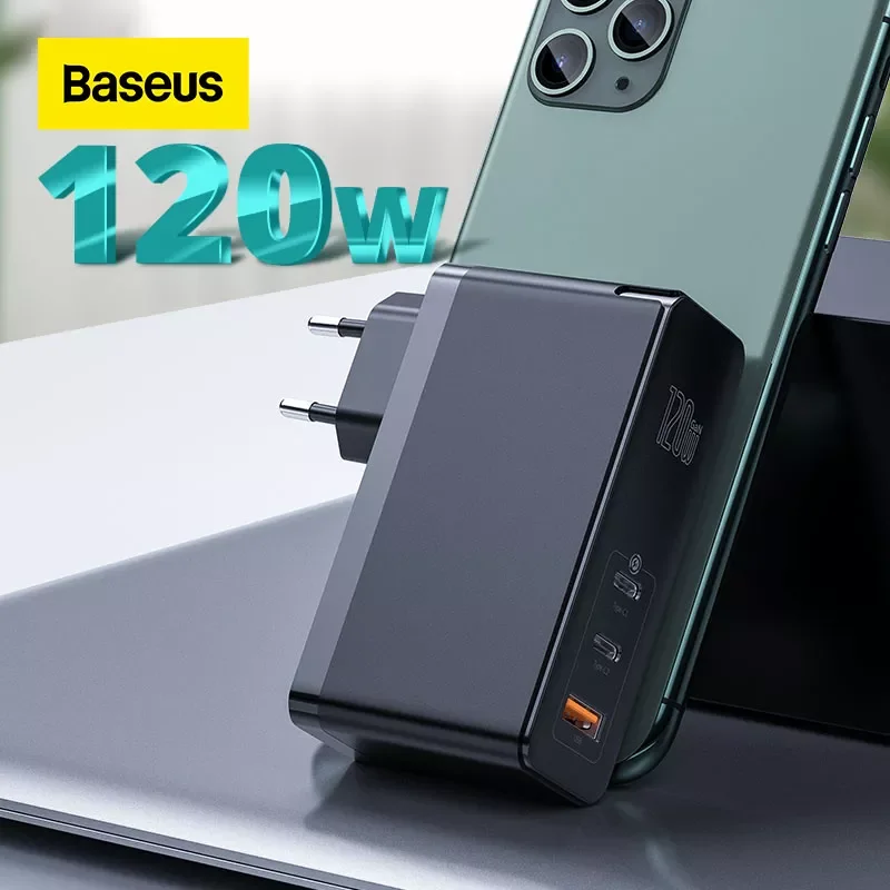 

Baseus GaN Charger 120W USB C PD Fast Charger QC4.0 QC3.0 Quick Charge Portable Phone Charger For iPhone Macbook Laptop Tablet