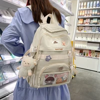 fashion waterproof women backpack korean large capacity female badge harajuku school college kawaii ladies travel shoulder bag