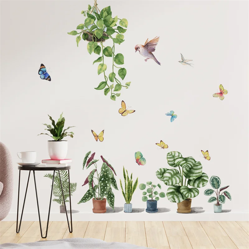 

Lenyon Green Plant Potted Pendant Living Room Sofa TV Background Wall Self-adhesive Wall Sticker