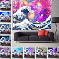 sunrise landscape tapestry art printing tapestry the great wave of kanagawa wall hanging decoration room decor japanese tapestry