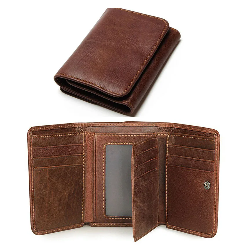 

Man Vintage Genuine Leather Wallet Men's RFID Blocking Business Fold Vertical Card Holder Bag Purse Wallet Men Wallets