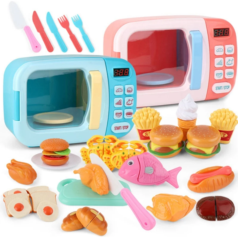 

Kid's Simulation Microwave Oven Kitchen Toys Kitchen Food Pretend Play Cutting Role Playing Educational Toys