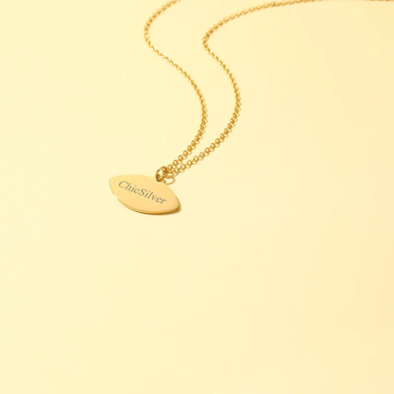 ChicSilver модное ожерелье из нержавеющей стали на заказ с глянцевым диском для