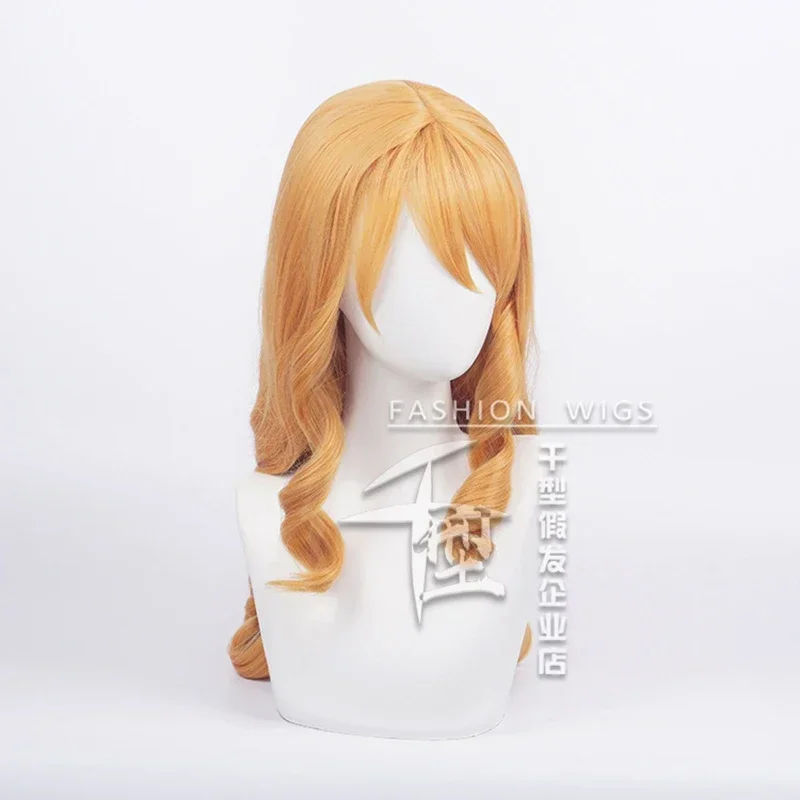 Cafe Cutie Soraka Желтый длинный парик с волнами Косплей Костюм Термостойкие
