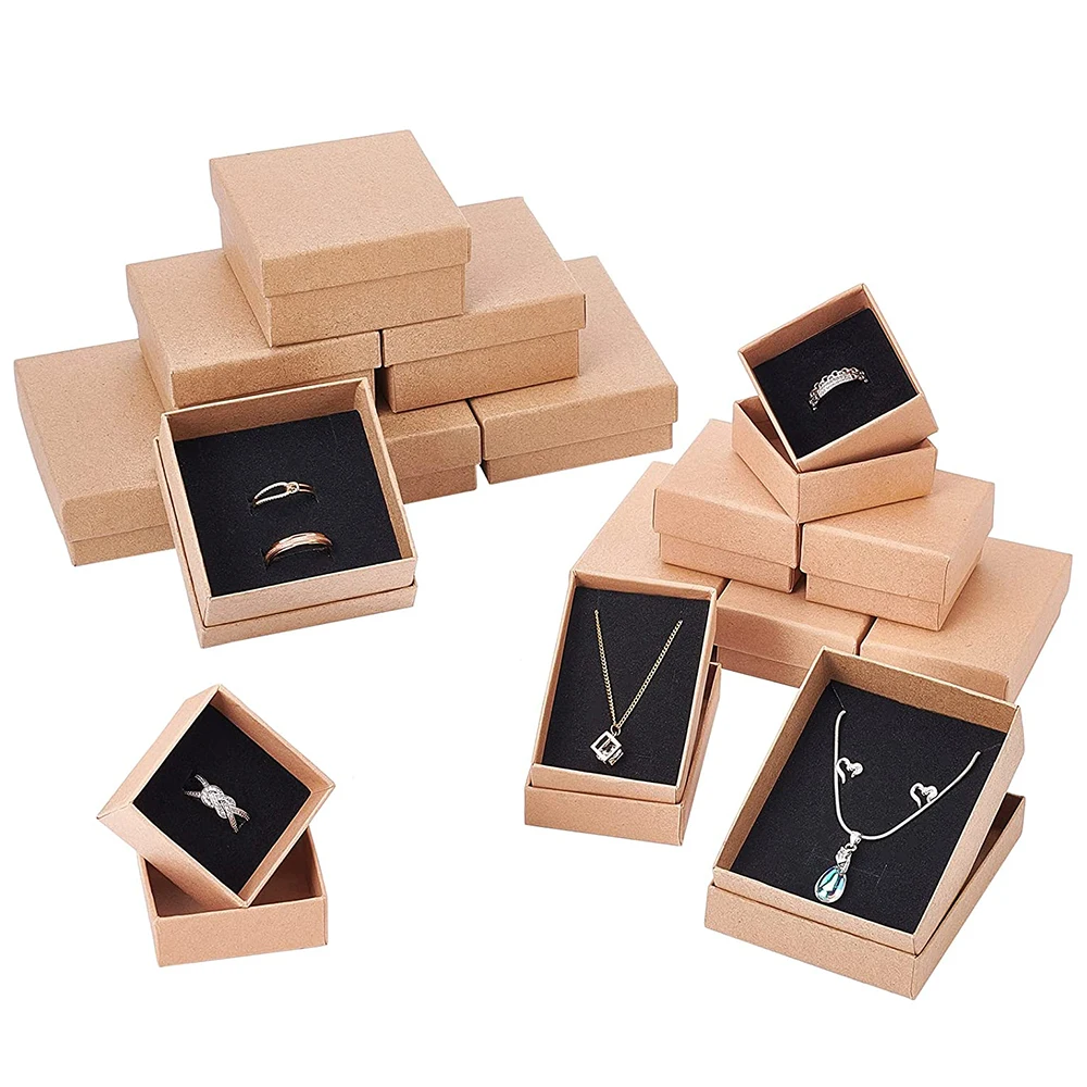Gift Cardboard Boxes For Ring Necklace Earring Womens Jewelry Gifts Packaging With Sponge Inside