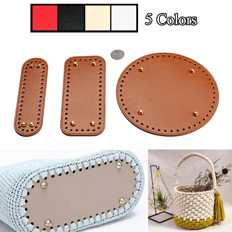 

Oval Bottom For Knitted Bag Bag Accessories Handmade Rivets Bag Bottom Bag Bottom With Holes PU Leather Geometric Bag Bottom