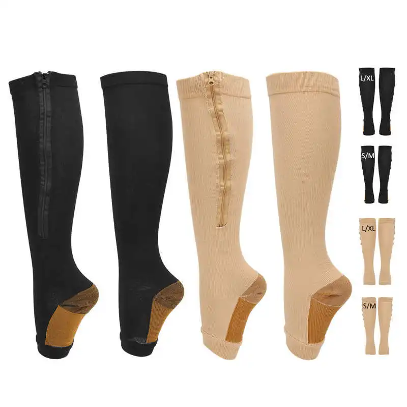 

Open Toe Compression Socks Compact Zippered Compression Socks Leg Shaping Portable Soft Nylon for Women for Home Travel