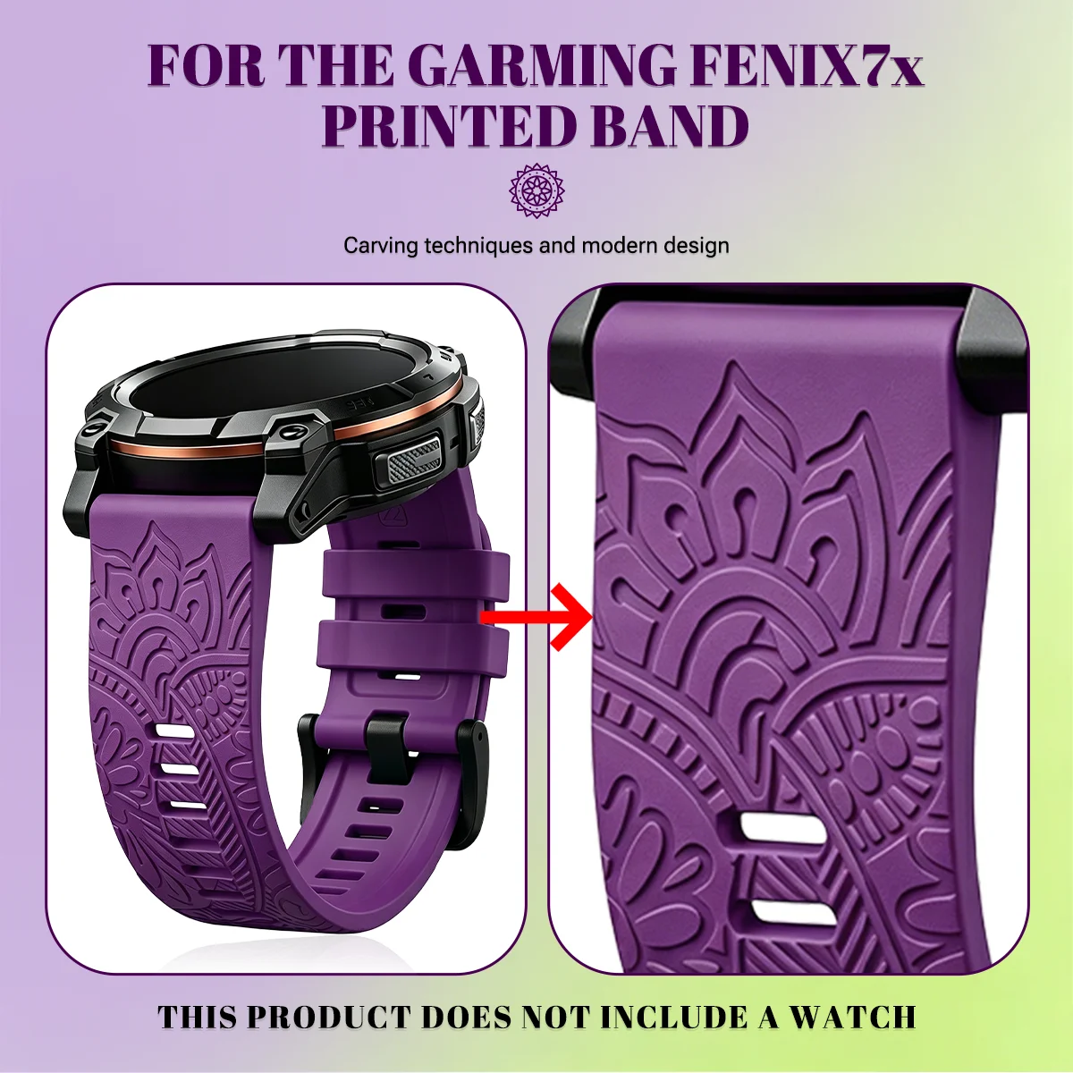 Фото Силиконовый ремешок с гравировкой 20 мм, 22 мм, 26 мм для часов Garmin Fenix 7X 7 Pro Solar/6X 6 Sapphire 5 5X Plus 3 3HR/Epix QuickFit №4