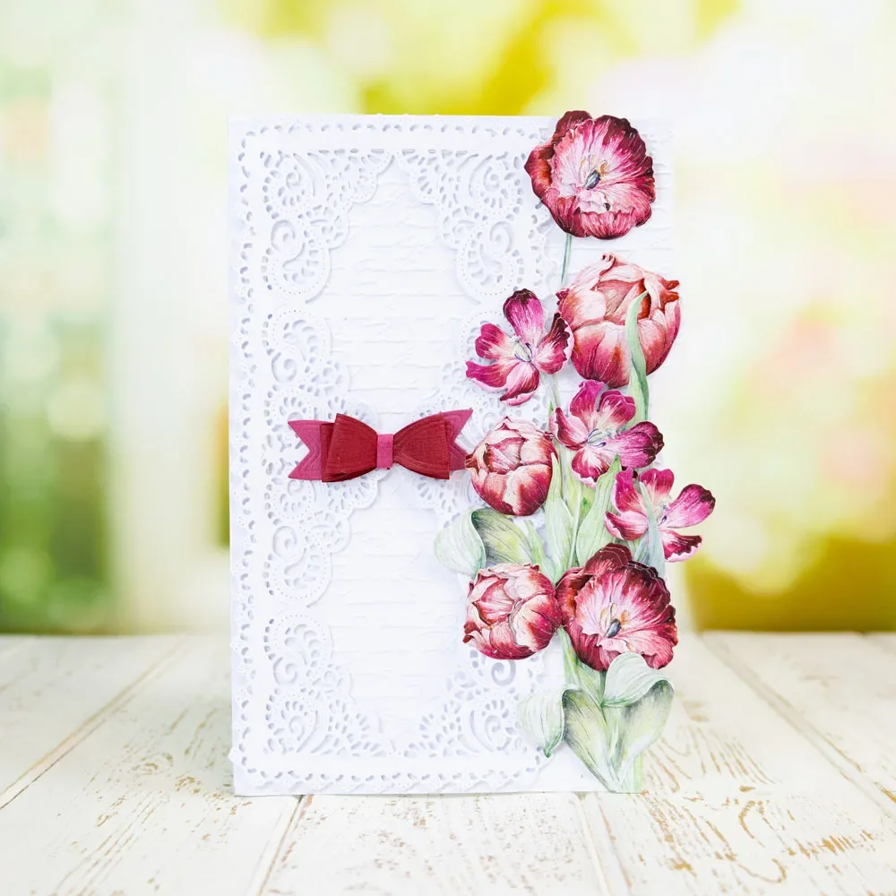 Край тюльпана цветок месяца тюльпан сборка букета поверх металлических штампов