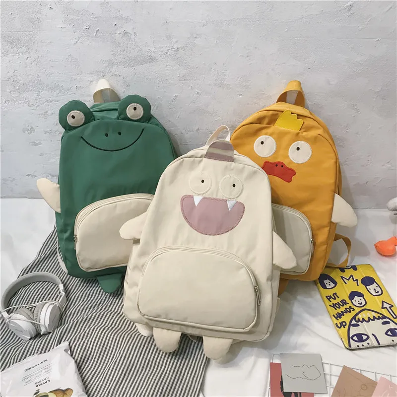 

New Cute Cartoon Frog Duck Backpack Women Schoolbag for Teenage Girls Female Back Pack Nylon School Backpack Famale Teen Bagpack