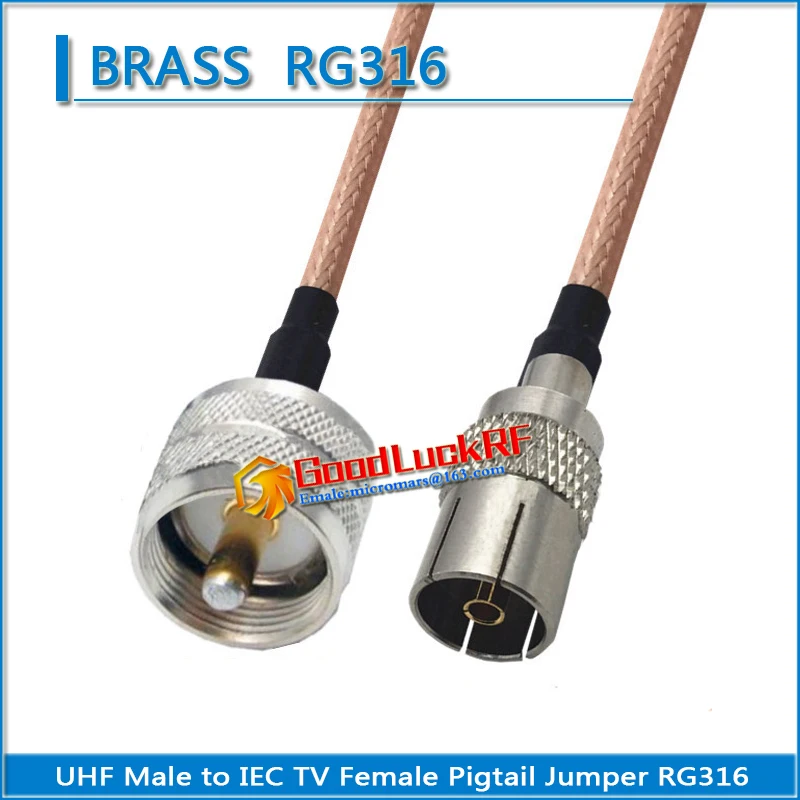 

1X Pcs UHF Male To IEC Male Pigtail Jumper RG316 50-1.5 Extend Cable TV to PL259 SO239 UHF RF Connector Adapter Audio Video