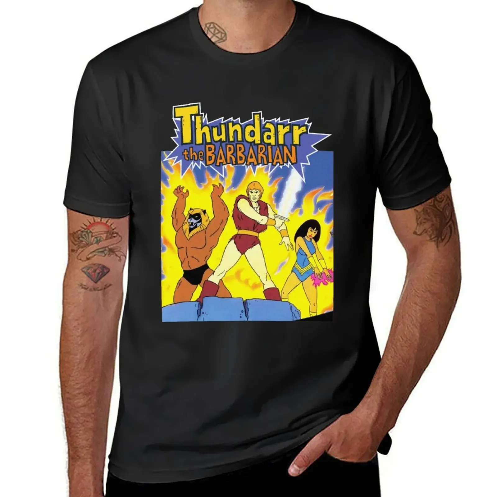 Мужская Винтажная Футболка Thundarr белая футболка Варвара индивидуальный дизайн