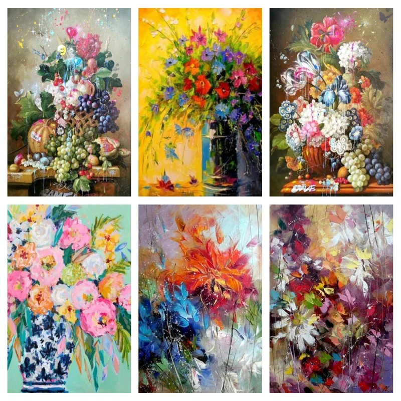 

Watercolour Plants Flower Canvas Printings Blue Orange Oil Painting Poster And Print Picture Wall Art Cuadros Room Home Decor