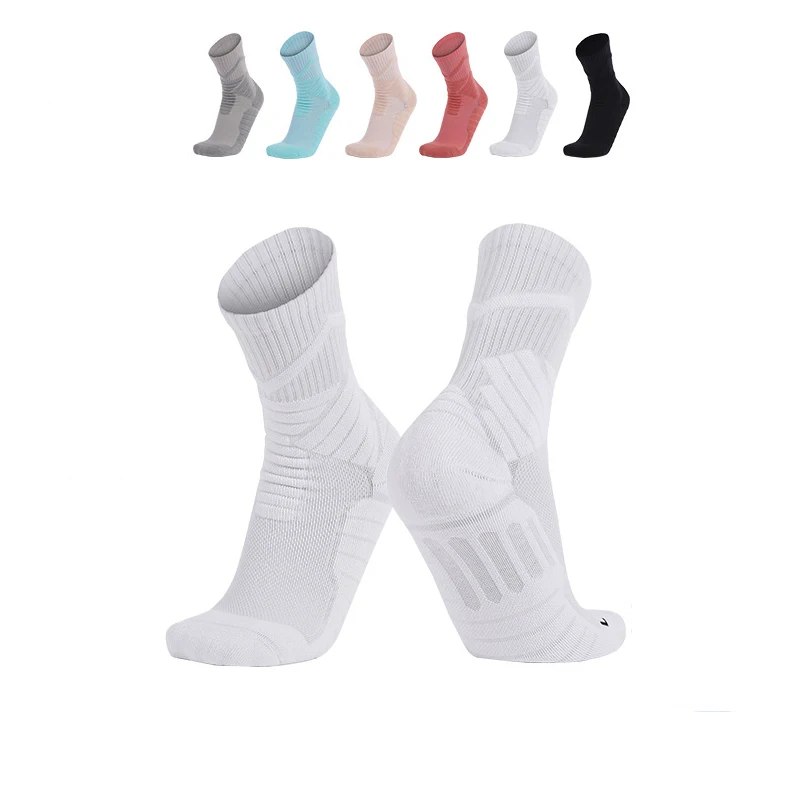 Thickened Towel Bottom Women Basketball Socks Trend Solid Color Elite Sports Socks Breathable Men's Actual Combat Tube Sock