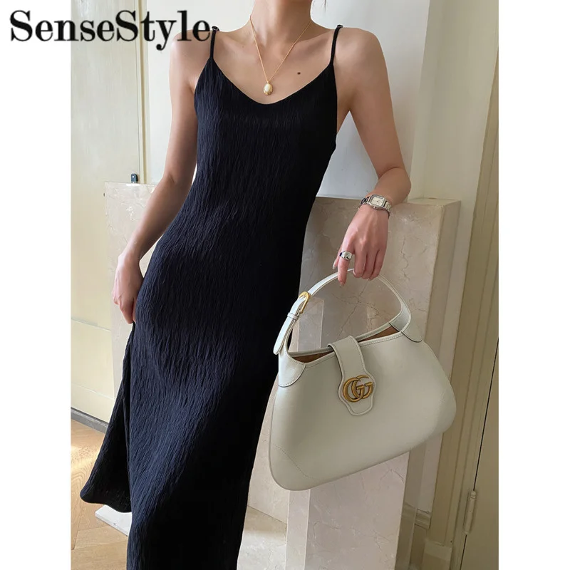 

Женское платье-комбинация без рукавов, однотонное длинное платье-трапеция с регулировкой, весна-лето 2023