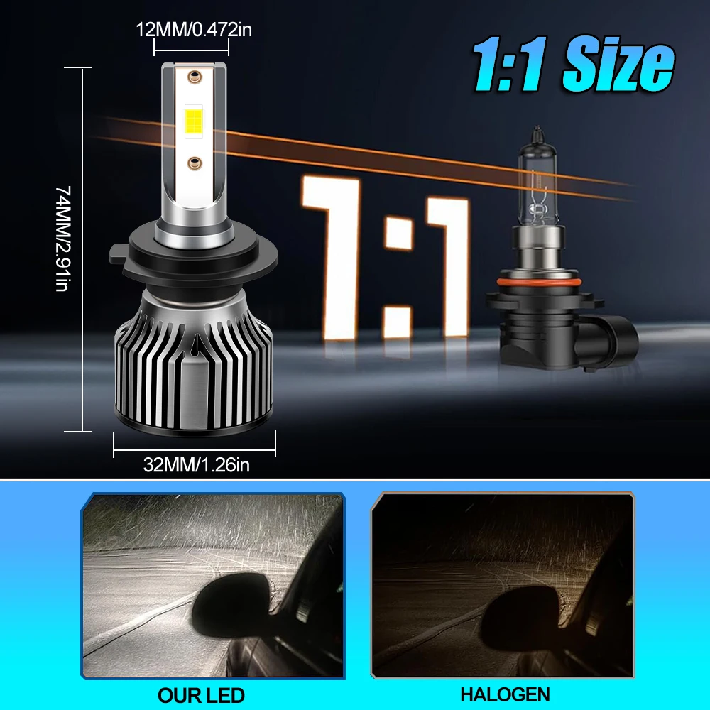 Светодиодные автомобильные фары 6000K 2 шт. 300 Вт CSP 3570 Светодиодный чип 9005 9006 9012 HIR2 H1