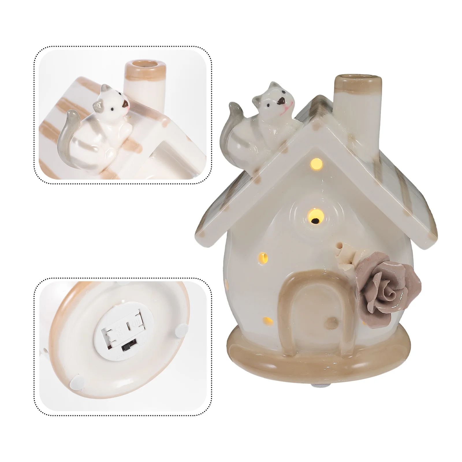 

Ceramic House Statue Night Light Tabletop Ornament Home Furnishing Gift