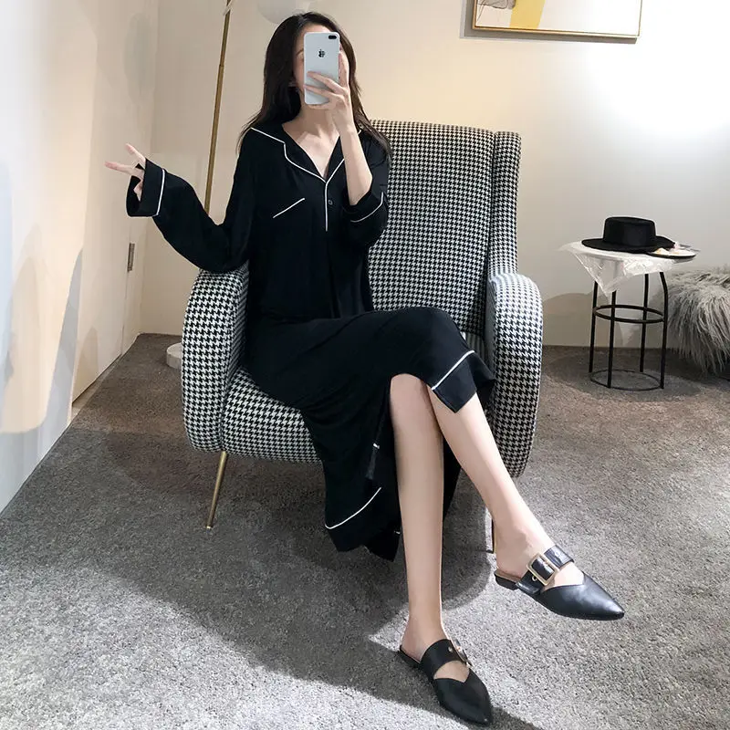 

Хлопковые ночные рубашки, женские ночные рубашки, одежда для сна на весну и осень, Женское ночное платье X151