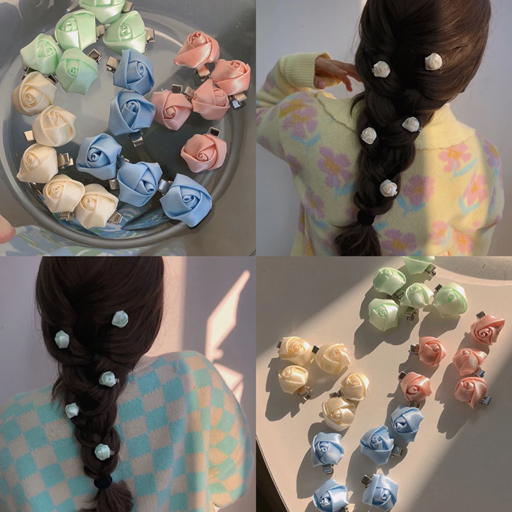 

Набор заколок для волос с цветами розы, заколка для волос с утюгом, Женская милая заколка, мини заколка для волос, заколки для волос, аксессуа...