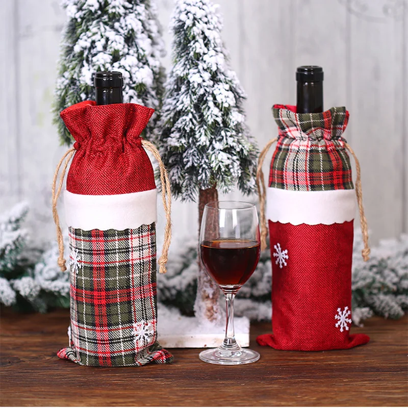 Новогодняя красная решетка 2023 рождественские украшения для дома чехол винной