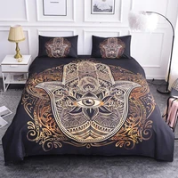 golden hand with eyes duvet cover and pillowcase black bedding set vintage soft polyester quilt cover set 23pcs