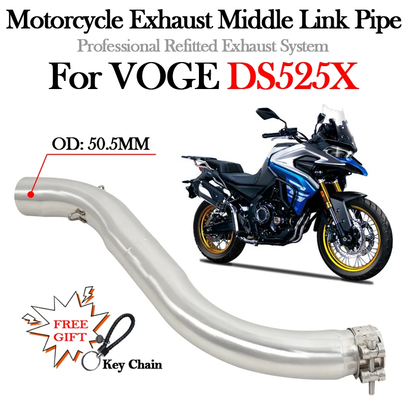 

Slip On For VOGE DS525X DS 525X Motorcycle Exhaust Modify Middle Link Pipe Escape Moto System Mid Connect 51MM Muffler Bike Tube