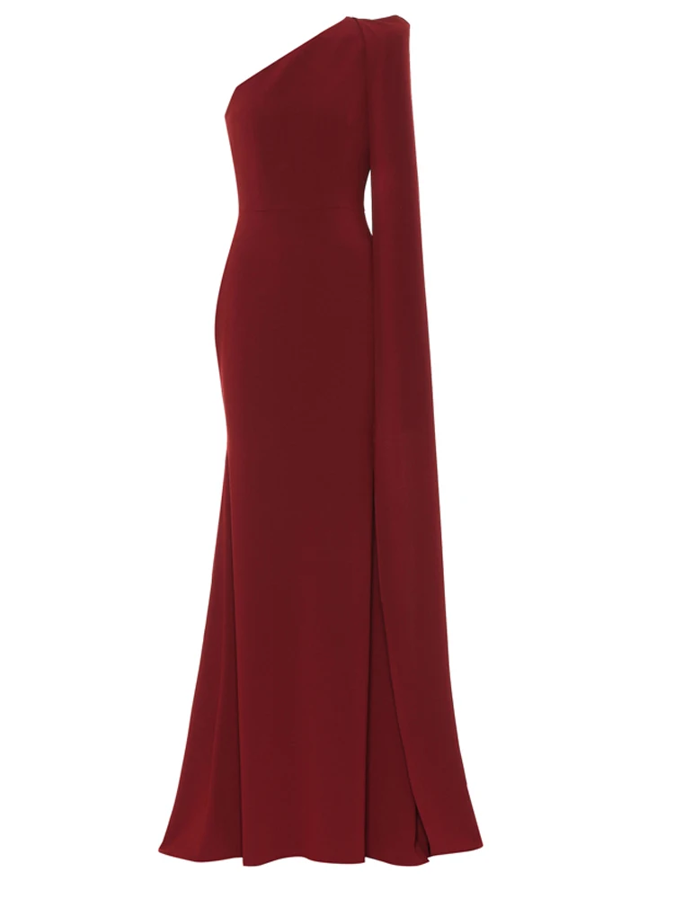 Женское вечернее платье на одно плечо с диагональным воротником