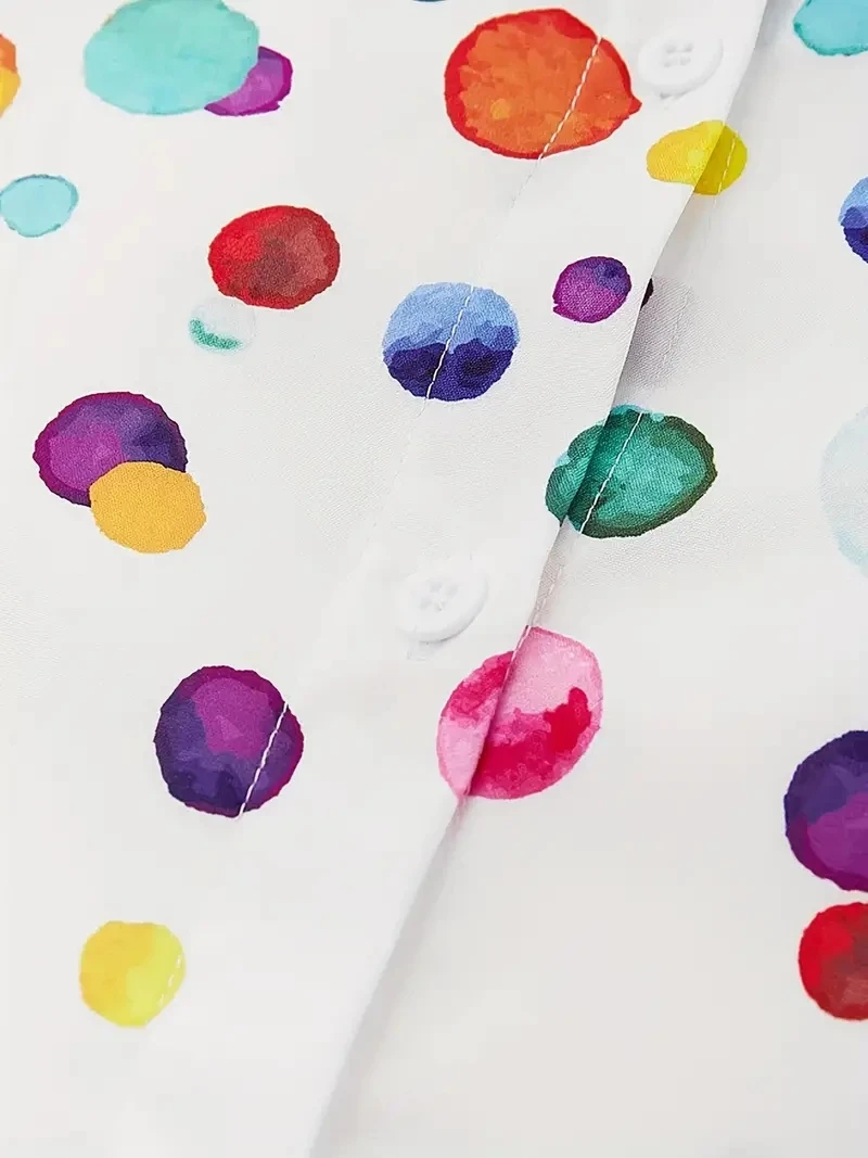 Модные женские рубашки и блузки цветная рубашка на пуговицах с принтом в горошек