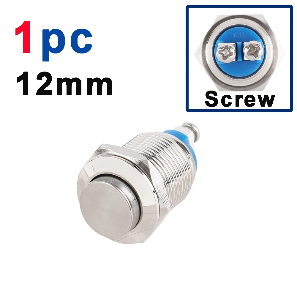 

12 мм электрические водонепроницаемые мгновенные самостоятельные металлические латунные кнопки давления 3A 250VAC винтовые ножки контактный разъем