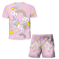 unicorn child t shirt suit cartoon anime game baby clothing kids beach pants set boys girls universal t shirt shorts 2pcs