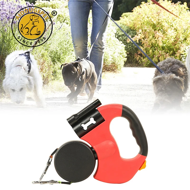 

Double Dog Leash Retractable Roulette Leash Pet Walking Lead Small And Big Dog Traction Rope Leashes For Two Dogs Supplies