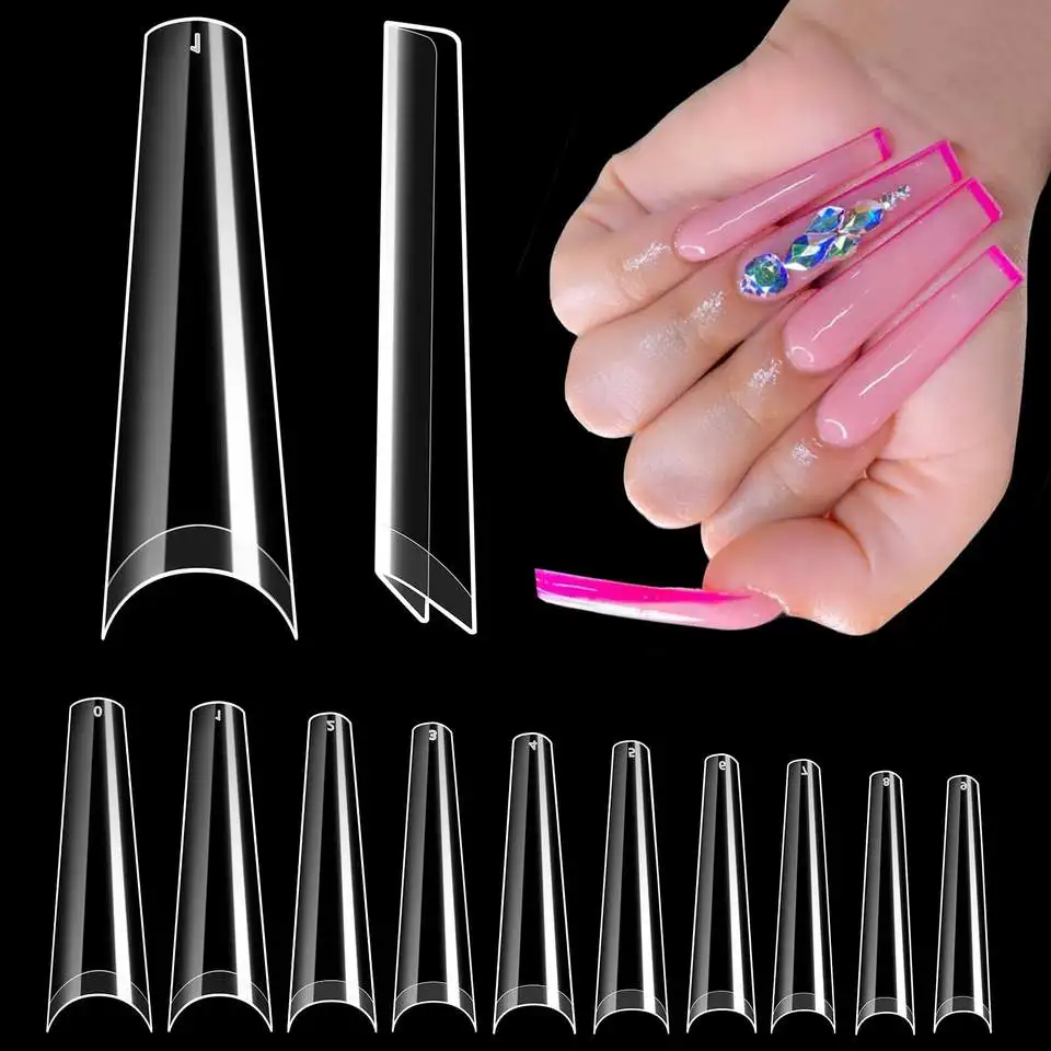 

240pcs/bag C Curve Clear Half Cover XXL Extra Long Coffin French False Nail Tips Fake Artificial Acrylic Press on Nails