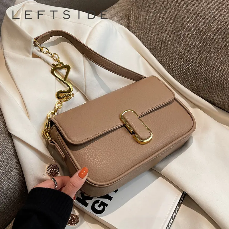 

Женские сумки через плечо LEFTSIDE из искусственной кожи, зима 2022, простая модная винтажная сумка с клапаном, женские сумки и кошельки