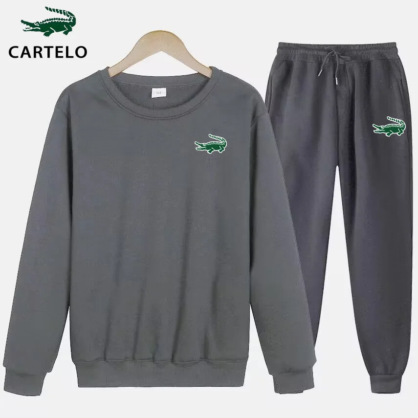 

2023 CARTELO Men's High Quality Fashion Casual Sportswear Set Two Piece Round Neck Pullover Sweatshirt Jogging Set