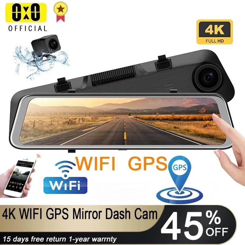 4K Dash Cam Mirror CAR DVR  RearView Mirror Dash Cam Dual Rear View Mirror Black Box Vehicle Driving Recorder Mirror Dashcam