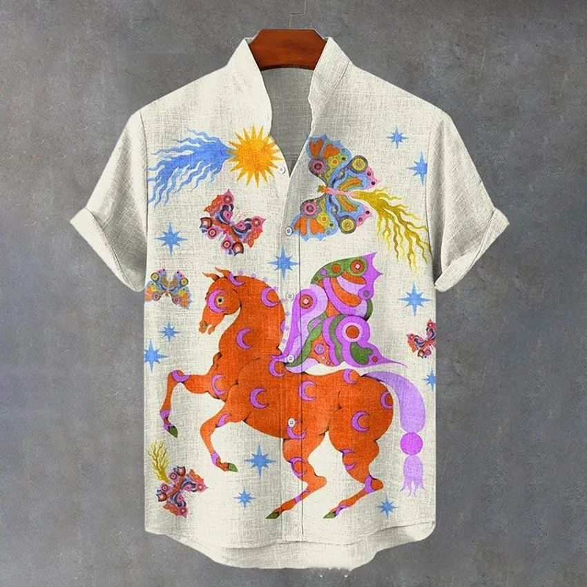 Мужская рубашка из микрофибры с принтом фламинго