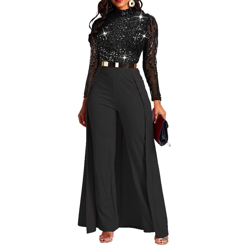

Женское длинное вечернее платье-русалка, элегантное Кружевное Платье макси с длинным рукавом и высокой талией в стиле пэчворк для вечерние