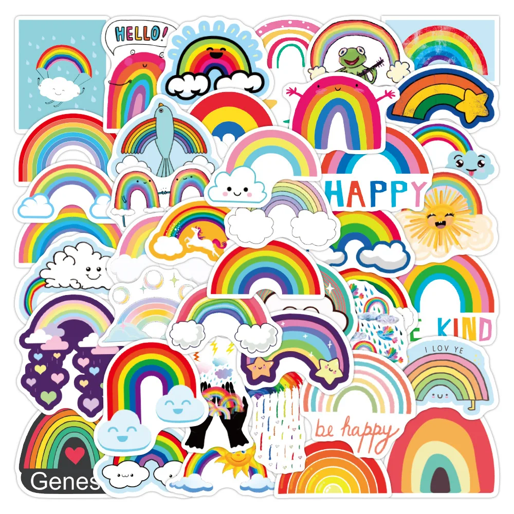 

10/30/50 шт., радужные Мультяшные наклейки для детей