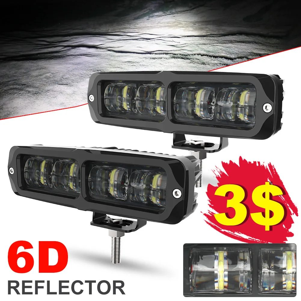 

6D Lens LED Light Bar / Work Lamp 4x4 Offroad 6'' 40W 12V 24V Driving Running Barra Lights for Cars 4x4 4WD Uaz ATV Motorcycle