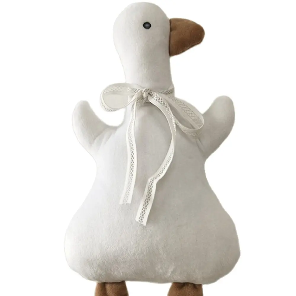 

37CM INS Duck Plush Stuffed Toy Korean Baby Soothing Sleeping Doll Hugging White Ribbon Photo Child's Birthday Gift