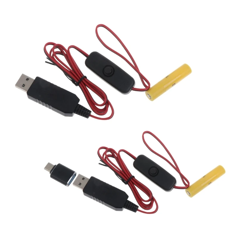 

USB or Type-C Power Converter Battery Eliminator Cable Line 1.5V AAA for Clock