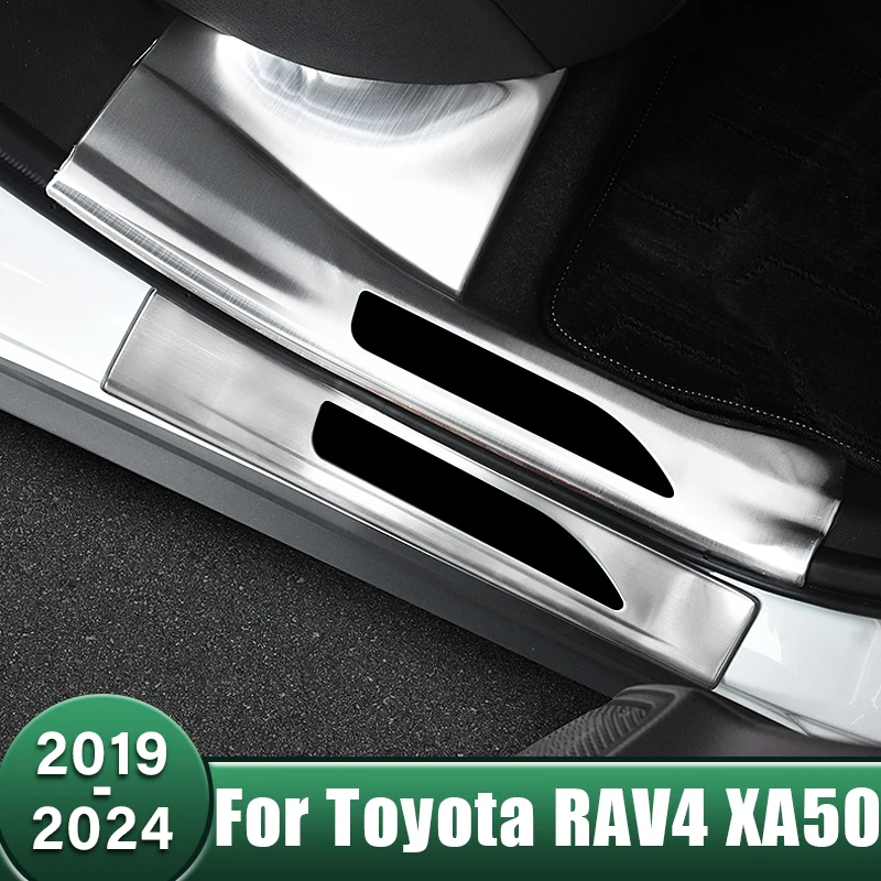 

Stainless Car Door Sill Protector Sticker Threshold Pedal Strip For Toyota RAV4 XA50 2019 2020 2021 2022 2023 2024 RAV 4 Hybrid