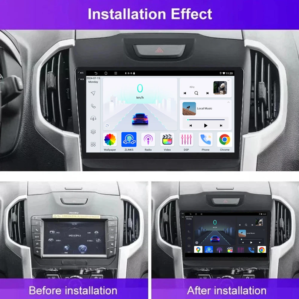 Фото GPS-навигатор 9 дюймов для Isuzu D-Max 2012-2016, беспроводной CarPlay, Android 15, автомобильное радио, Wi-Fi, мультимедийный плеер, головное устройство, Google, камера, 4 ГБ+64 ГБ №2
