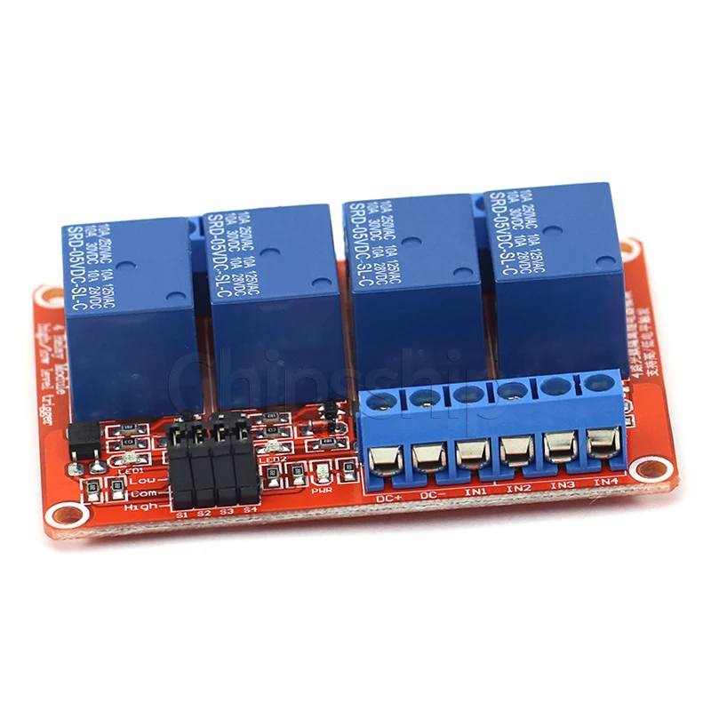 

4-way relay module with optocoupler isolation supports high and low level trigger 5V