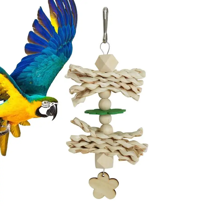 

Interactive Bird Foraging Toy Safe Parrot Chew Toy Wooden Molar Cage Pendant Gnawing Parrot Toy Teeth Care Pet Accessories
