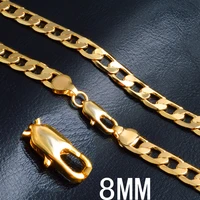 hot new 18k gold necklaces 20 inches classic 8mm sideways chain necklace for men high quality jewelrys gifts wedding party