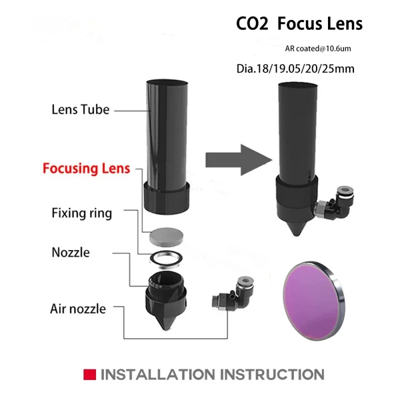 Лазерный фокусирующий объектив Co2 18 мм 19 05 20 25 C02